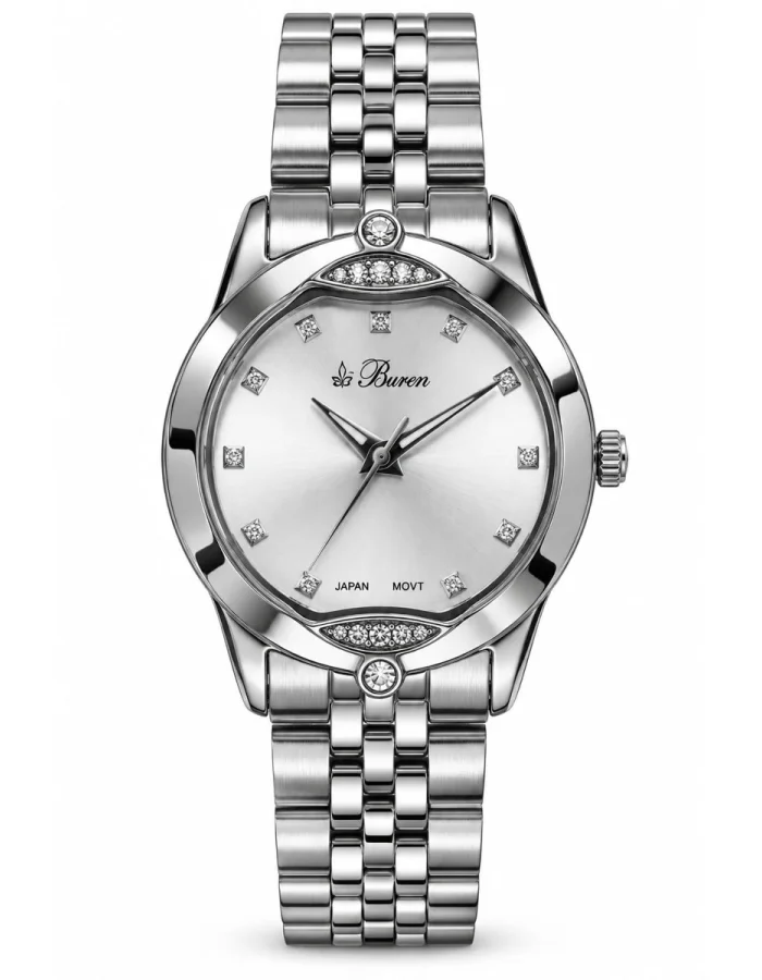 Buren Silver Steel Crystal Women's Watch 20012L