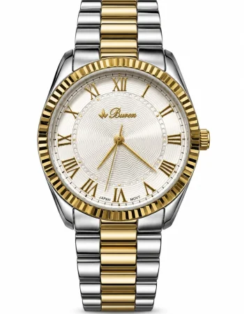 Buren Two-Tone Fluted Bezel Women's Watch 20013L