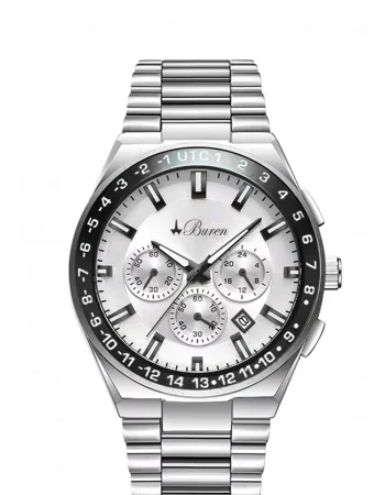 Buren UTC Bezel Steel Chronograph Watch 70023M
