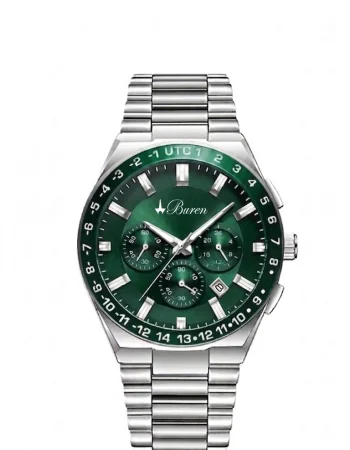 Buren UTC Bezel Steel Chronograph Watch 70023M