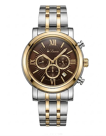 Buren Two-Tone Brown Dial Chronograph Watch 70027M