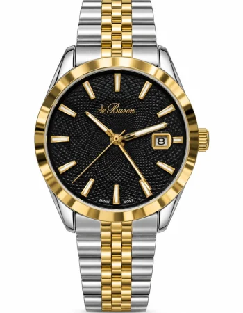 Buren Two-Tone Black Dial Men's Watch with Date 70029M