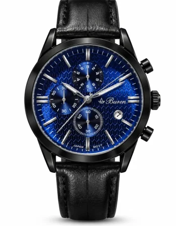 Buren Blue Dial Black Chronograph Men's Watch 70030M