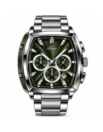 Buren Green Dial Barrel Case Chronograph Watch 70031M