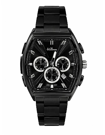 Buren All Black Barrel Case Chronograph Watch 70031M