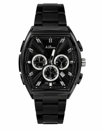 Buren All Black Barrel Case Chronograph Watch 70031M