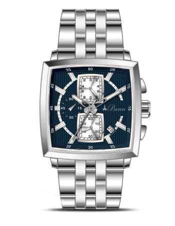 Buren Blue Dial Steel Chronograph Watch 7018M