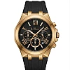 Buren Gold Black Dial Rubber Strap Chronograph Watch 8013M