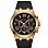 Buren Gold Black Dial Rubber Strap Chronograph Watch 8013M
