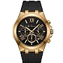 Buren Gold Black Dial Rubber Strap Chronograph Watch 8013M