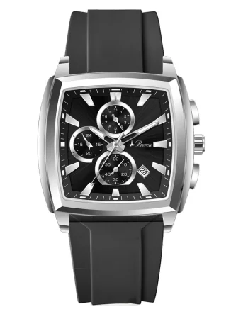 Buren Black Dial Rubber Strap Chronograph Watch 8014M